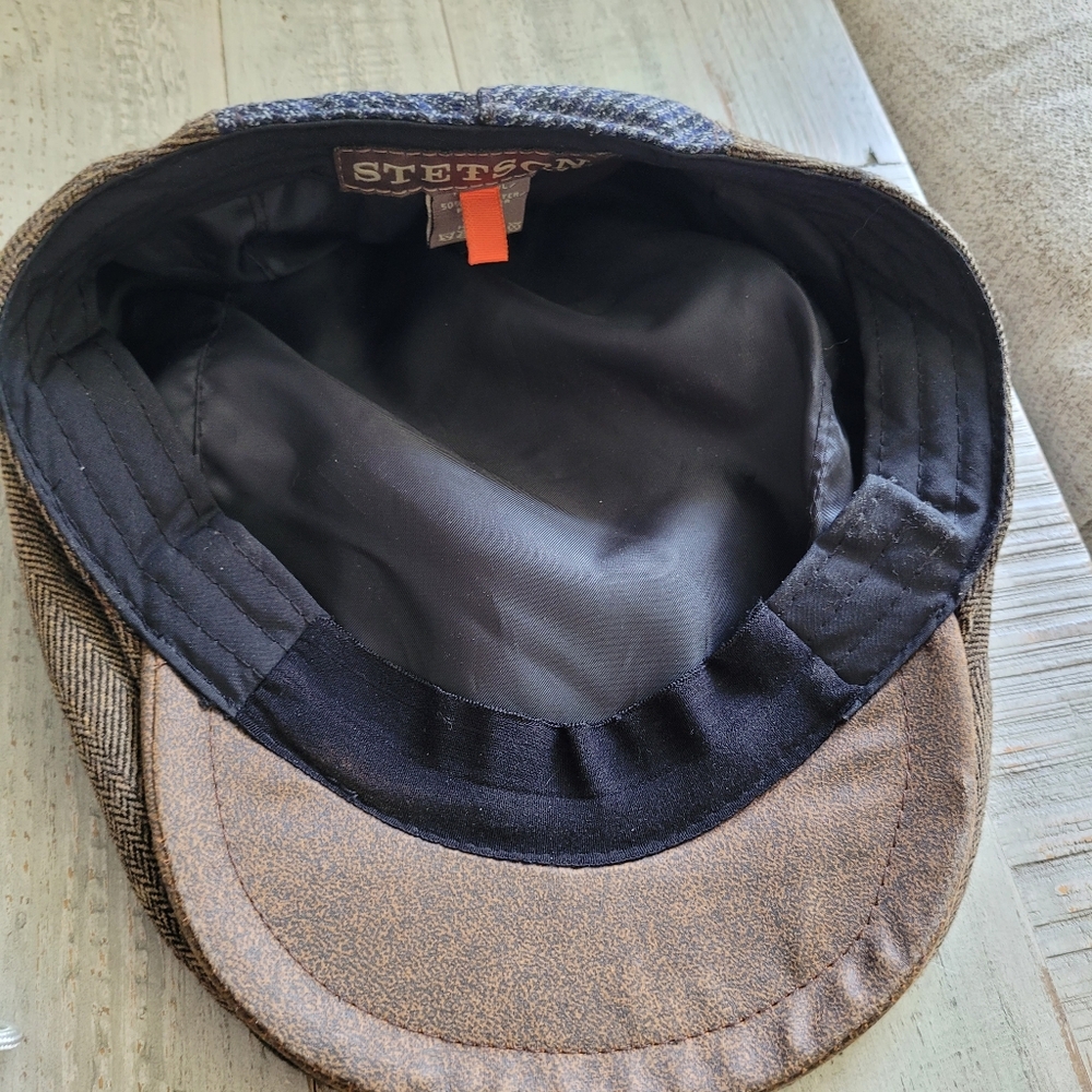 Stetson Patchwork Flat Cap - Blue And Brown - image 8